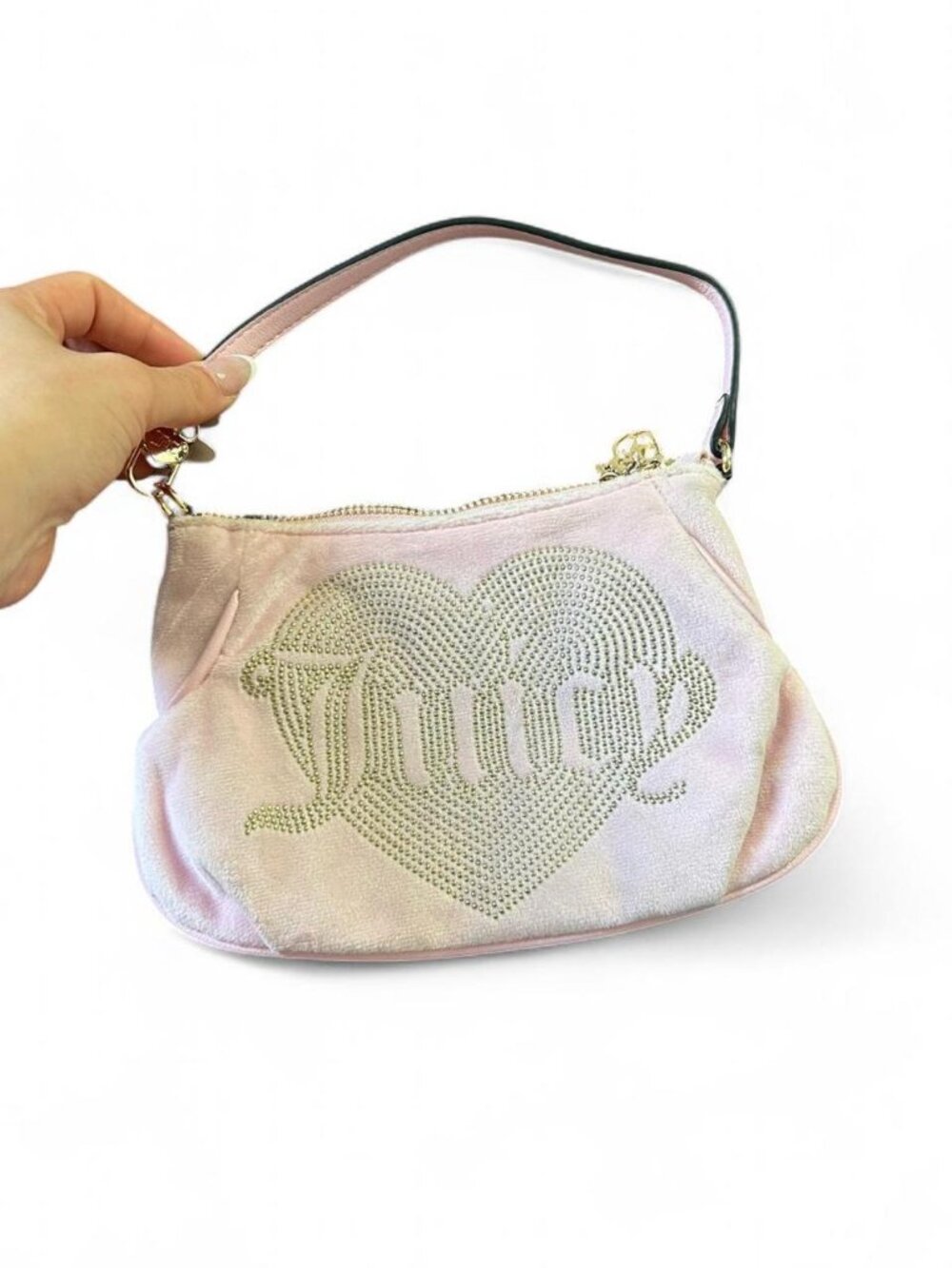 Juicy Couture pink bedazzled gem heart purse bling y2k glamour   Pleather